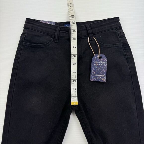 Girls SOHO Blue Denim BLACK Jeans Size 12 Distressed Knees - Picture 7 of 9